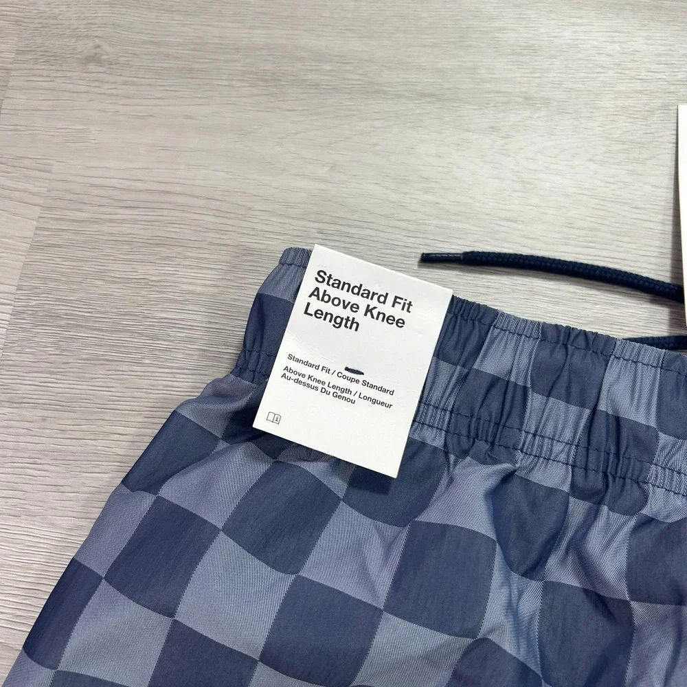 Nike Swim Trunks Shorts Mens Medium Blue Check Quick Dry FN3098-410 NEW